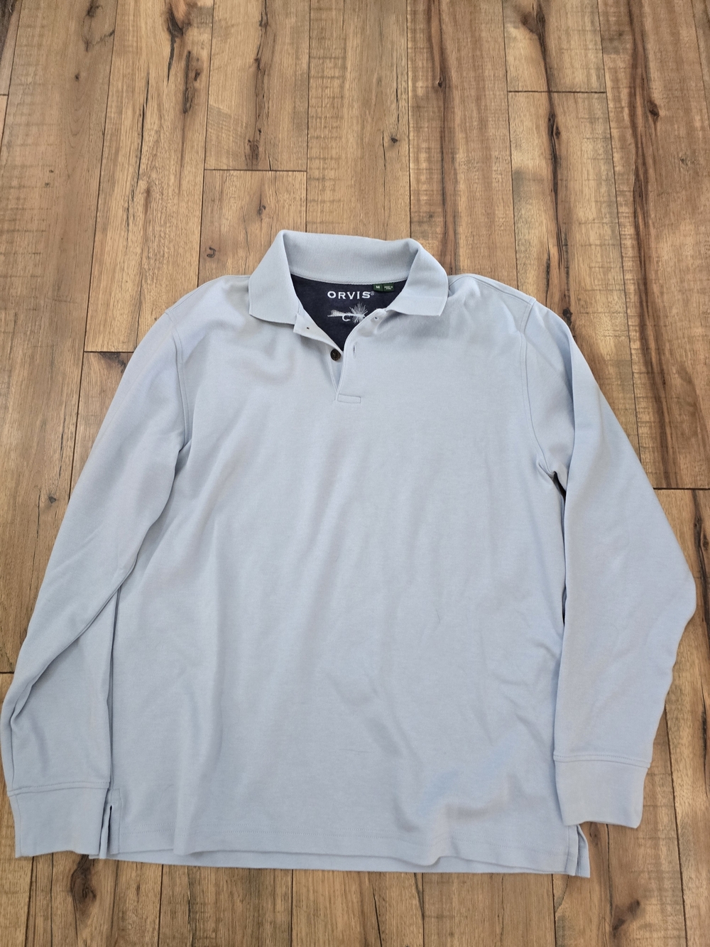 Orvis Light Blue Long Sleeve Polo Pullover
